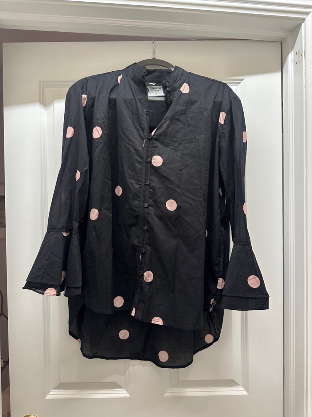 New with tags - One Teaspoon Black Button-Up Blouse with Pink Polka Dots sz xs